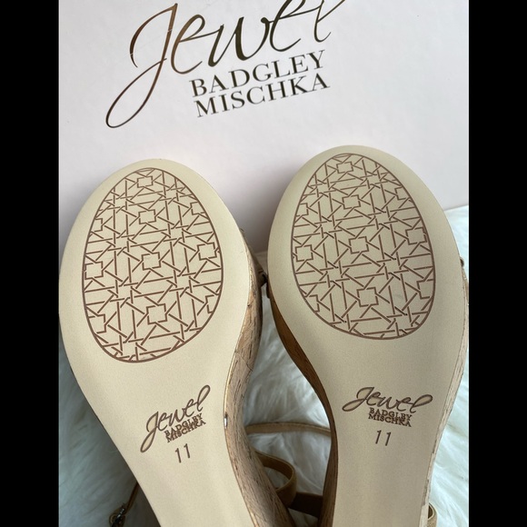 Badgley Mischka Gina Wedge Leather Platform Sandal - Picture 4 of 12